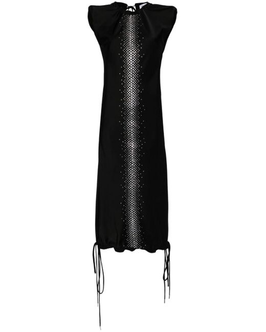 The Attico Black Rhinestone-embellished Midi Dress
