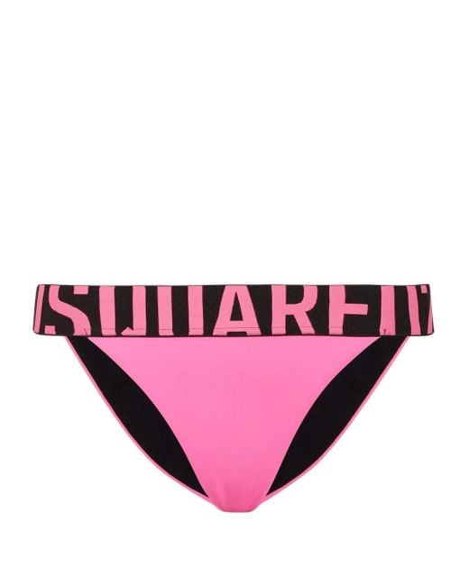 DSquared² Pink Logo Bikini Bottom
