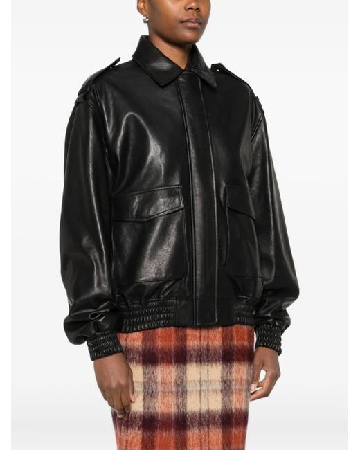 Arma Black Flap-Pocket Leather Jacket