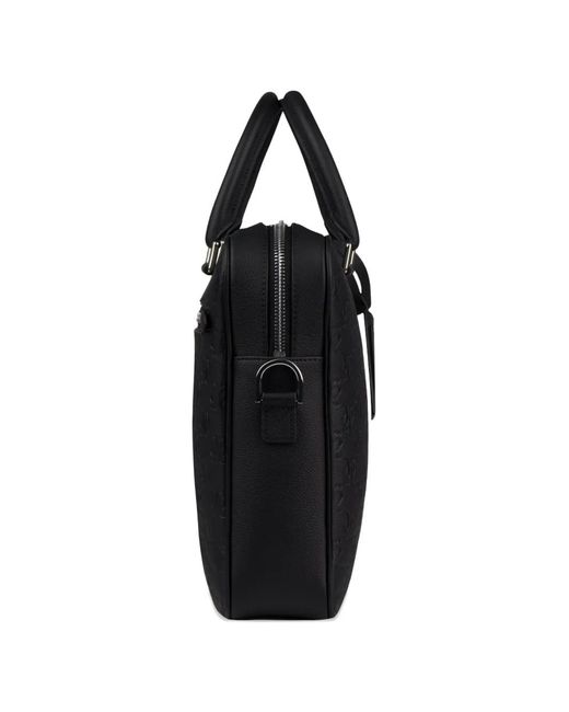 PLACE OF ELMS Black Monolink-Debossed Briefcase