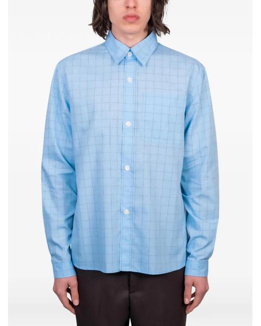Another Aspect Blue Chemise À Carreaux for men