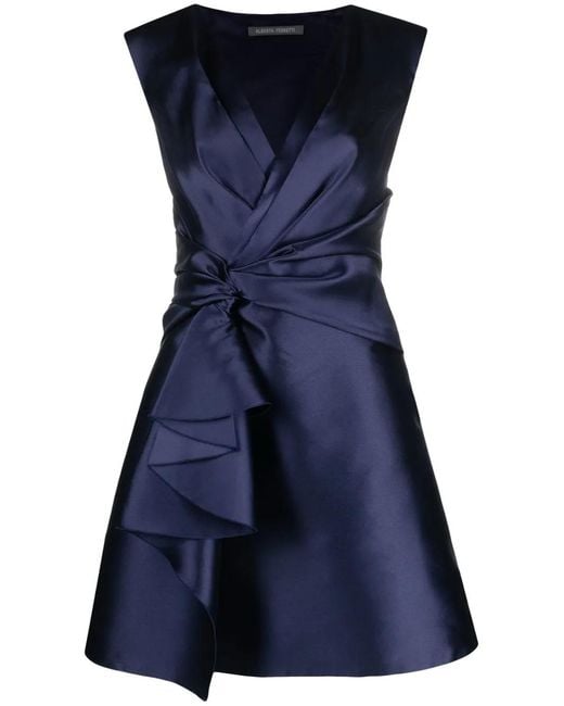 Alberta Ferretti Blue Sleeveless Pinched-Waist Dress