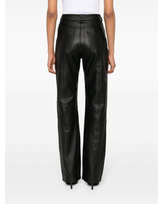 Remain Black Straight-leg Leather Pants