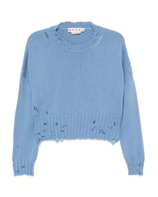 Marni Blue Dishevelled Jumper
