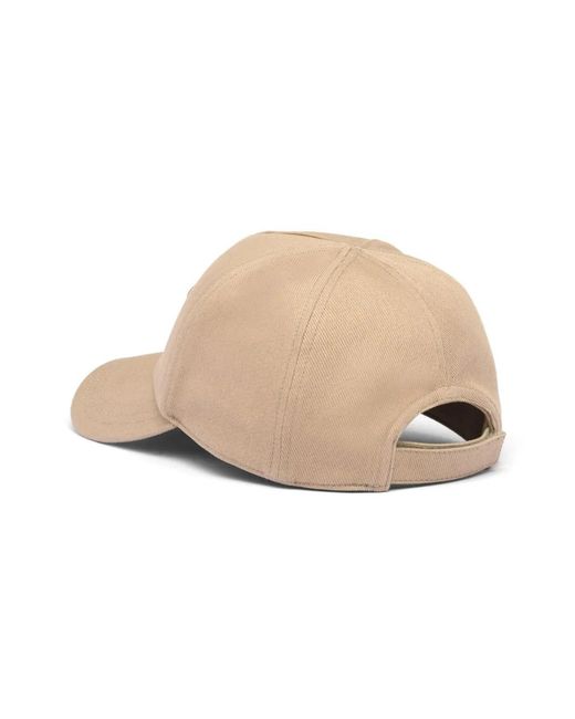 Prada Natural Tonal Triangle Logo Baseball Hat for men