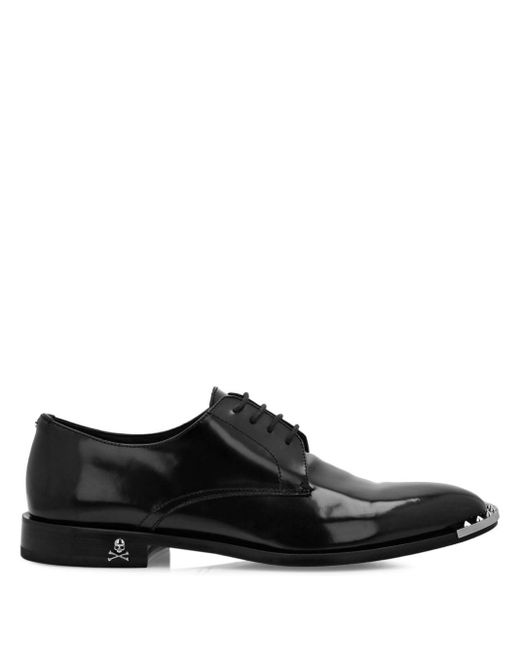 Philipp Plein Black Spike-detail Leather Derby Shoes for men