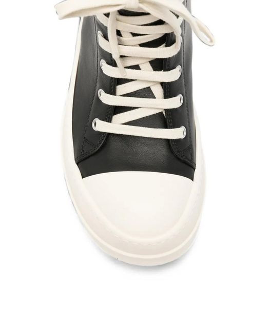 Rick Owens Black Leather High-Top Sneakers