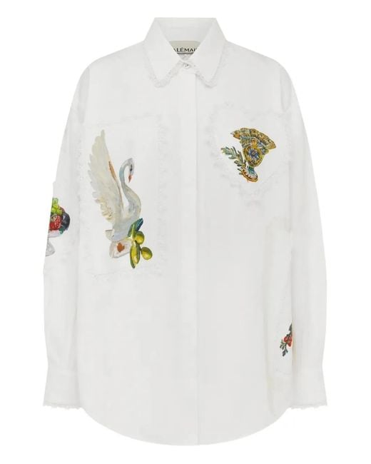 ALÉMAIS White Orazio Lace-Panel Shirt