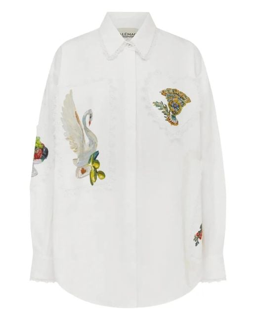 ALÉMAIS Orazio Blouse Met Kanten Vlak in het White