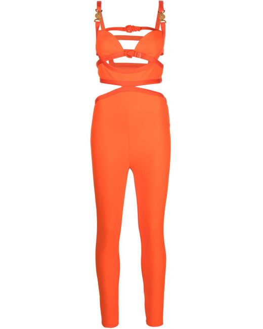 Versace Orange Medusa '95 Cut-Out Jumpsuit