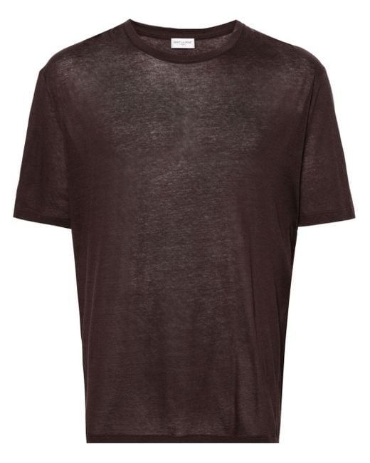 T-shirt en coton à effet de transparence Saint Laurent pour homme en coloris Brown