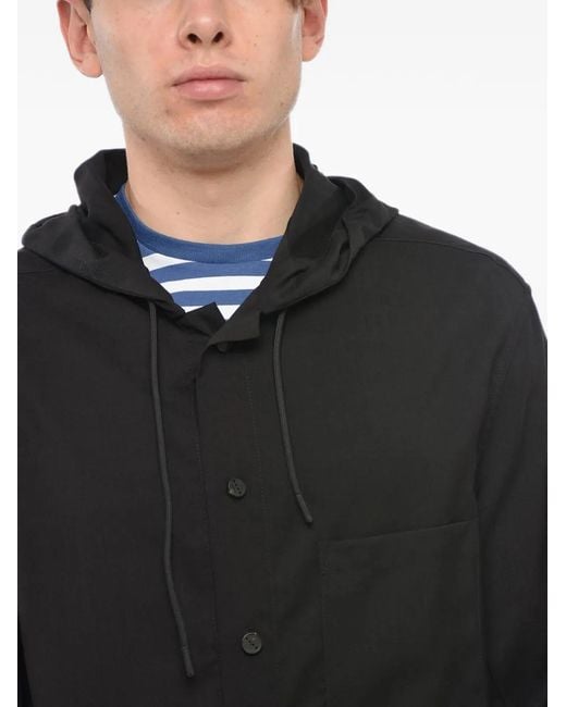 Hevò Black Hooded Chest-Pocket Lightweight Jacket for men