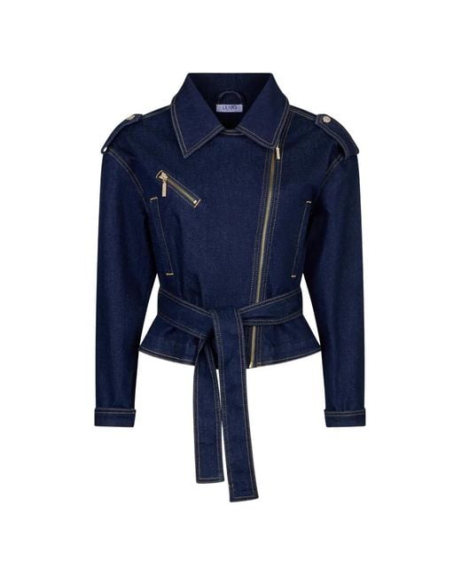 Liu Jo Blue Denim Jacket With Belt