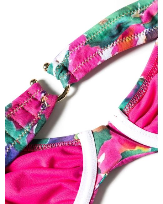 Reina Olga Pink Marti Abstract-pattern Bikini Set