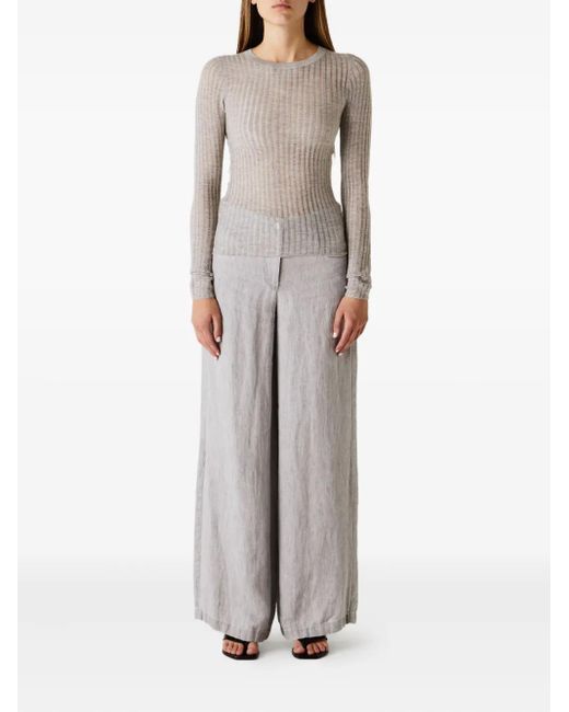 Twp White Ribbed Crew-Neck Top