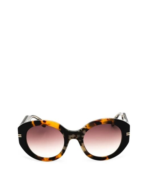 Marc Jacobs Black Tortoiseshell-Effect Round-Frame Sunglasses