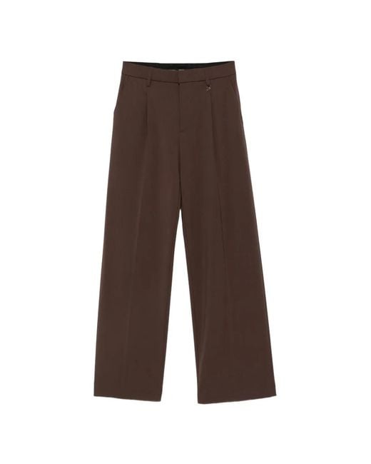 Dondup Brown Pleated Straight-Leg Trousers