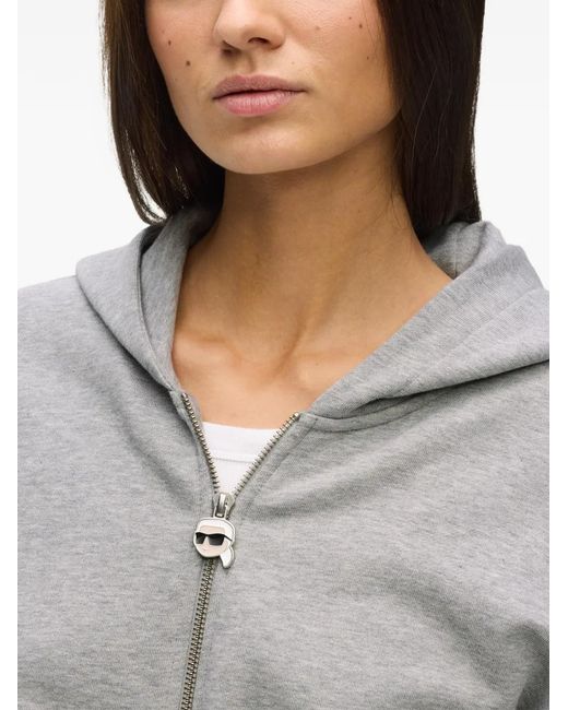 Karl Lagerfeld Gray Hoodie Ikon À Fermeture Zippée