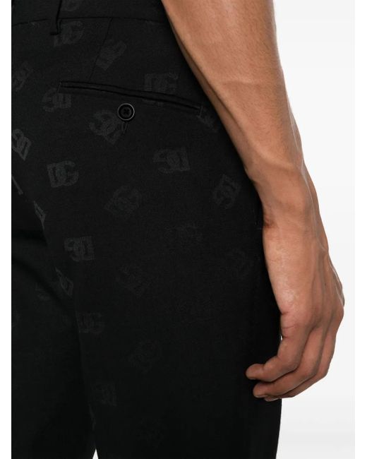 Pantalones rectos con logo en jacquard Dolce & Gabbana de hombre de color Black
