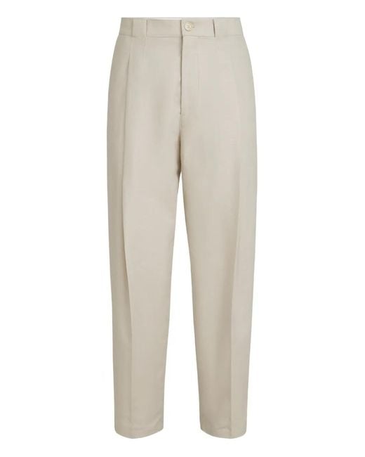 Brunello Cucinelli Natural Pleat Trousers for men
