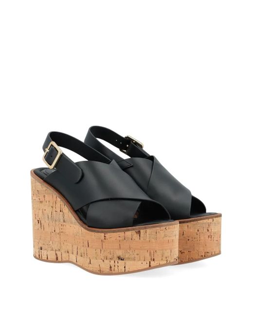Paloma Barceló Black 110Mm Crossover Slingback Wedge Sandals