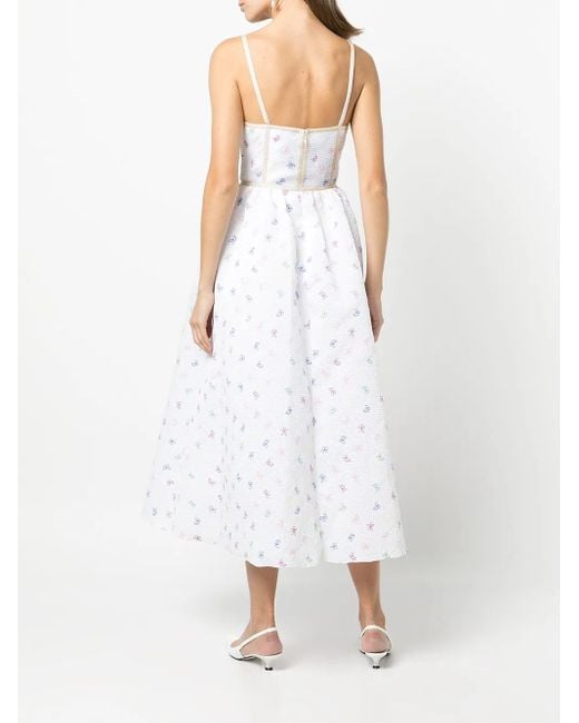 Vestido tubo con bordado floral Rosie Assoulin de color White