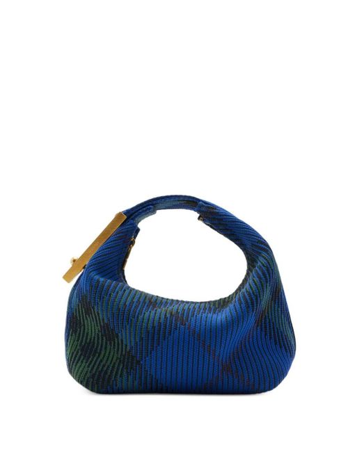 Burberry Blue Peg Checked Shoulder Bag