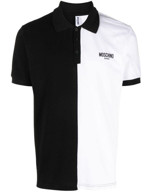 Moschino Black Logo-print Cotton Polo Shirt for men