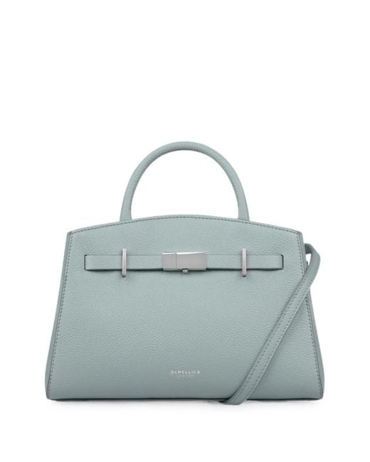 DeMellier London Blue Small Hudson Grain-Leather Tote Bag