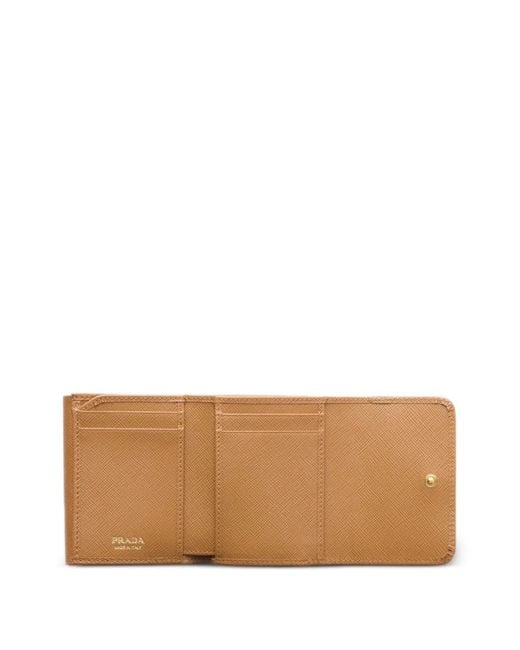 Prada Natural Triangle-Logo Saffiano Leather Wallet