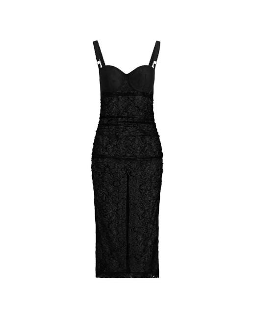 Dolce & Gabbana Black Lace Midi Dress
