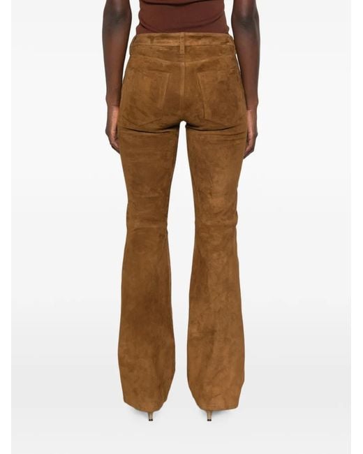 FRAME Brown The Rodeo Suede Flared Trousers
