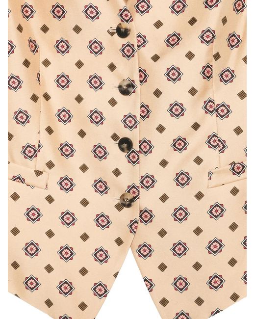 Alberto Biani Natural Buttoned Patterned Waistcoat