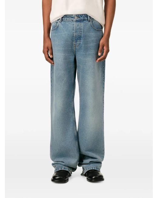 AMI Blue Large-Fit Cotton Jeans for men