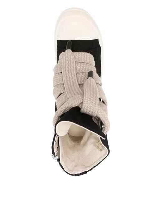 Rick Owens Black Star-Embroidered Lace-Up Sneakers
