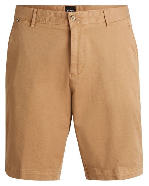 Boss Natural Stretch-cotton Chino Shorts for men