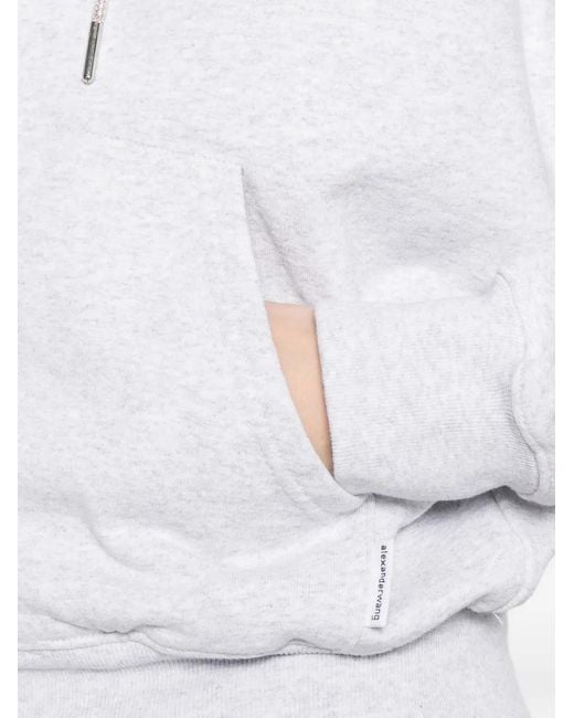 Alexander Wang White Crystal Drawcord Zip-Up Hoodie
