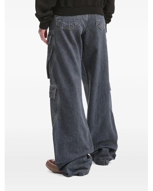 Rick Owens Blue Washed Cargo Jeans
