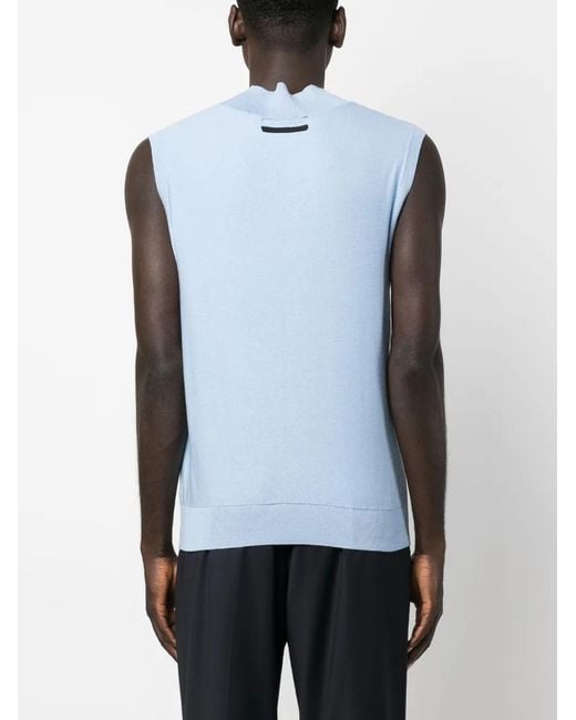 Viktor & Rolf Blue Cable-Knit V-Neck Vest for men