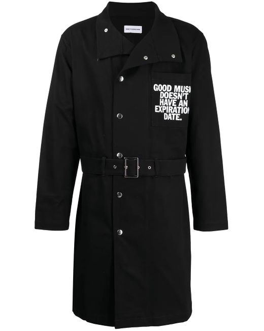 Honey Fucking Dijon Black Slogan-Print Cotton Coat