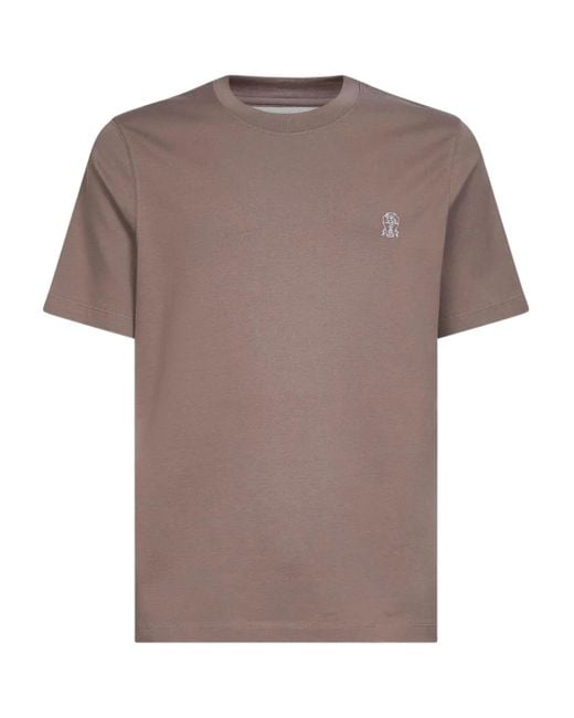 Brunello Cucinelli Brown Crew-Neck T-Shirt for men