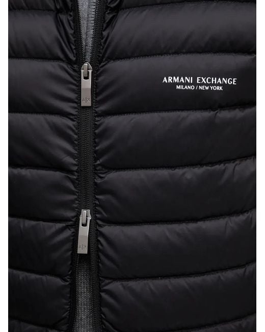 ARMANI EXCHANGE Black Zip-Fastening Quilted Gilet for men