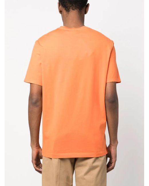Paul & Shark Orange Logo-Patch Cotton T-Shirt for men