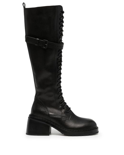 Ann Demeulemeester Heike High Leather Boots in Black | Lyst