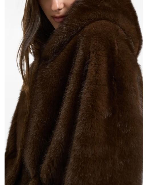 Bully Brown Hooded Faux-Fur Jacket