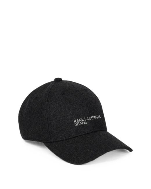 Karl Lagerfeld Black Essential Wool-Blend Cap for men
