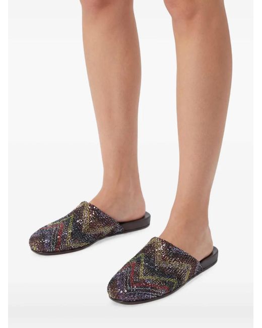 Missoni Gray Sequined Flat Mules