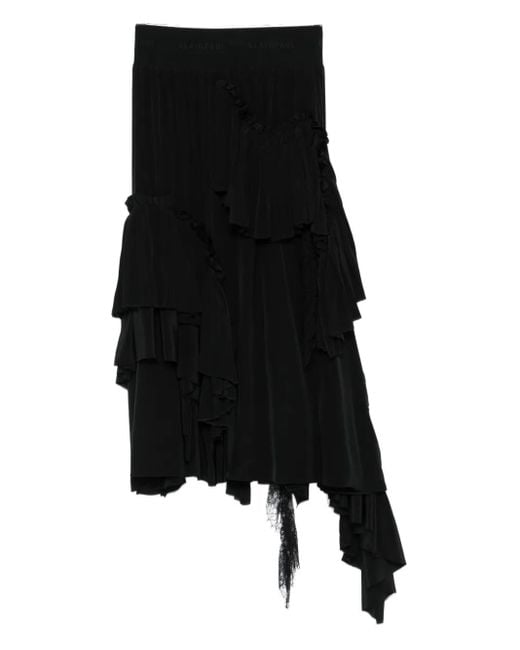 ALAINPAUL Asymmetrische Midi-Rok in het Black