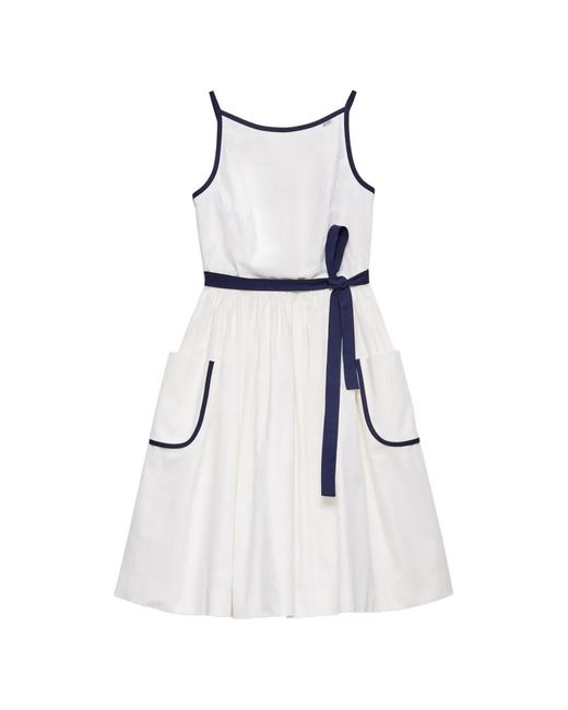 Prada White Slubbed Toile Sleeveless Dress