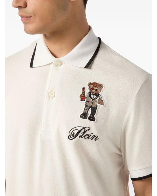 Philipp Plein Natural Teddy Bear-Graphic Polo Shirt for men